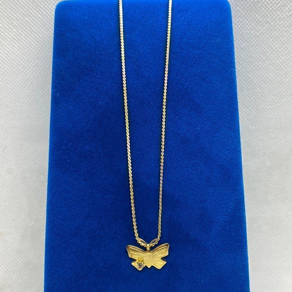 💛 Gold Plated Vintage Butterfly W/ CZ Necklace